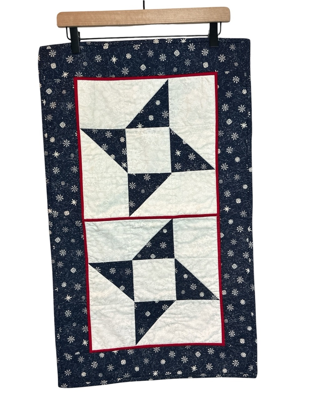 "Friendship Star" Red White Blue Handmade Patchwork Wall Quilt 4th Of July Decor